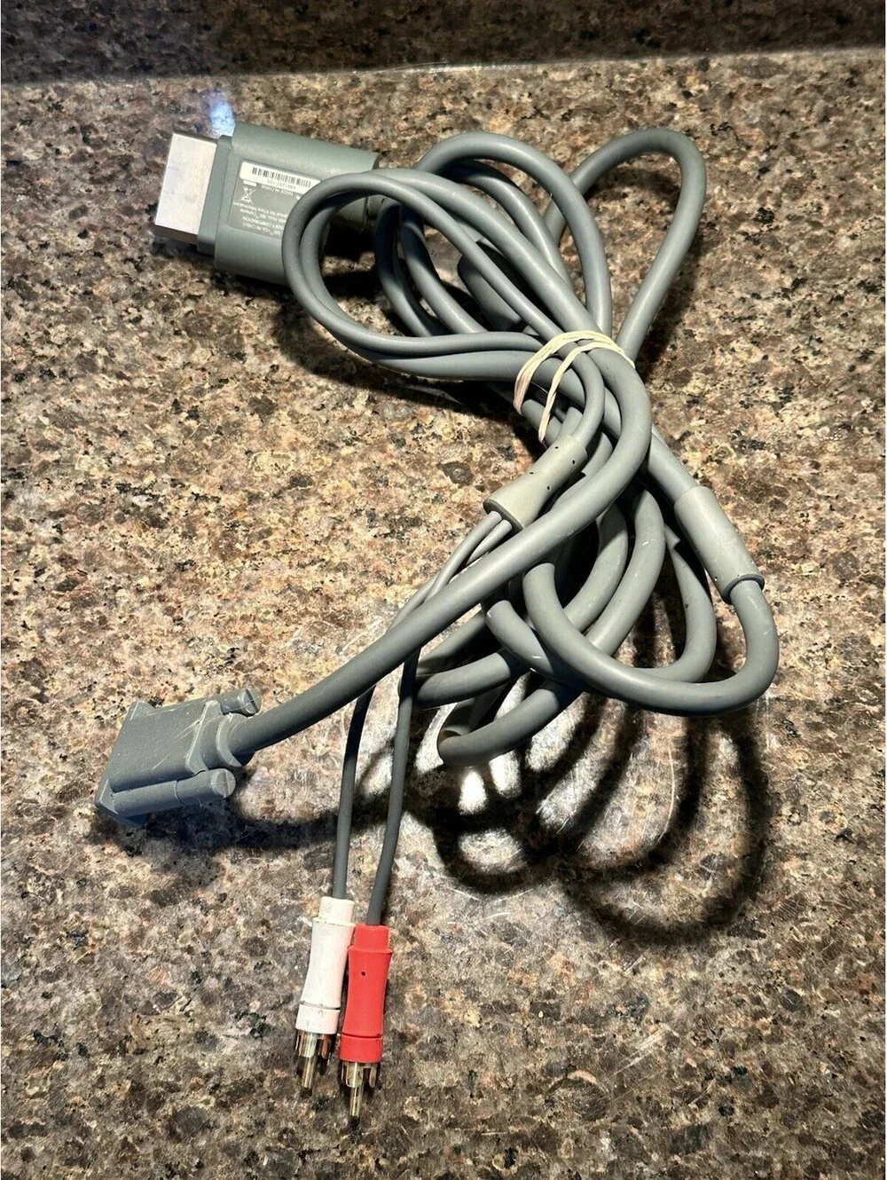 Official Microsoft Xbox 360 VGA AV HD Cable Gold Plated RCA Sound Audio OEM Gray